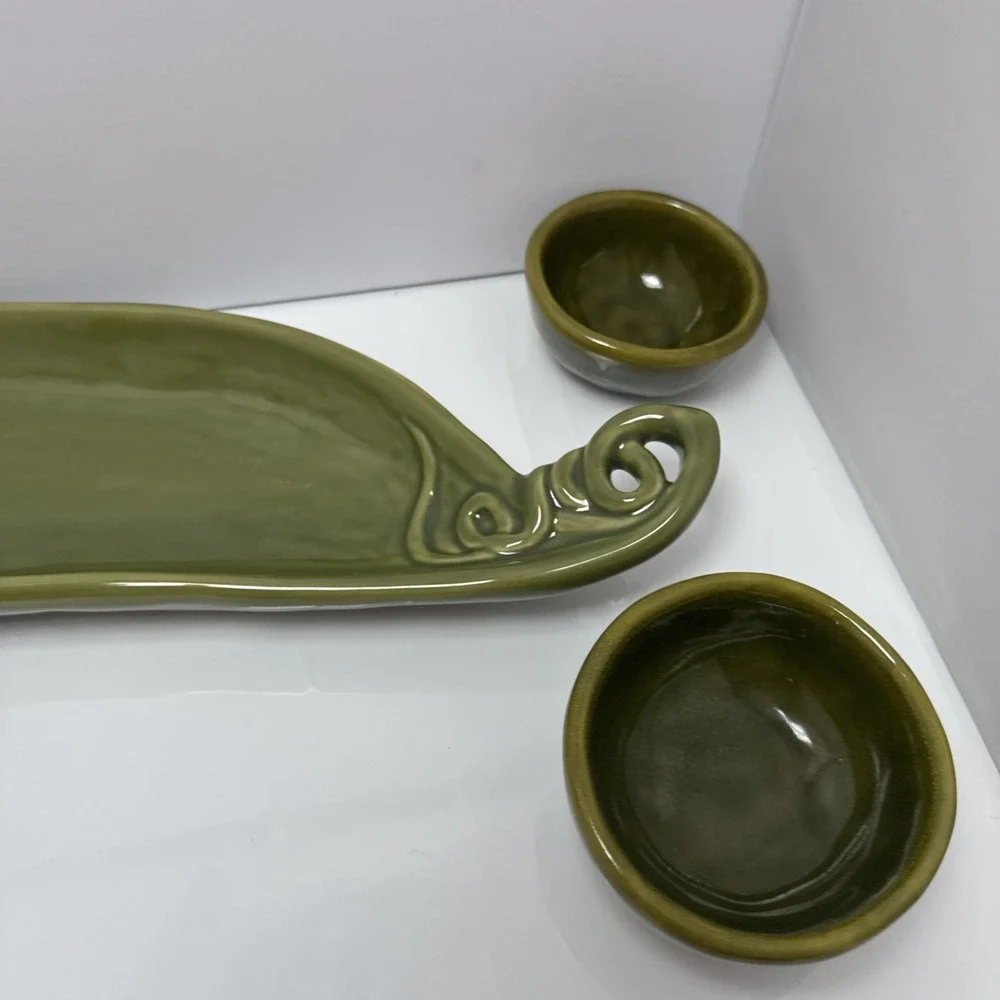 Pottery Barn‎ Garden Crudité  5 Piece Pea Pod Serving Set  19